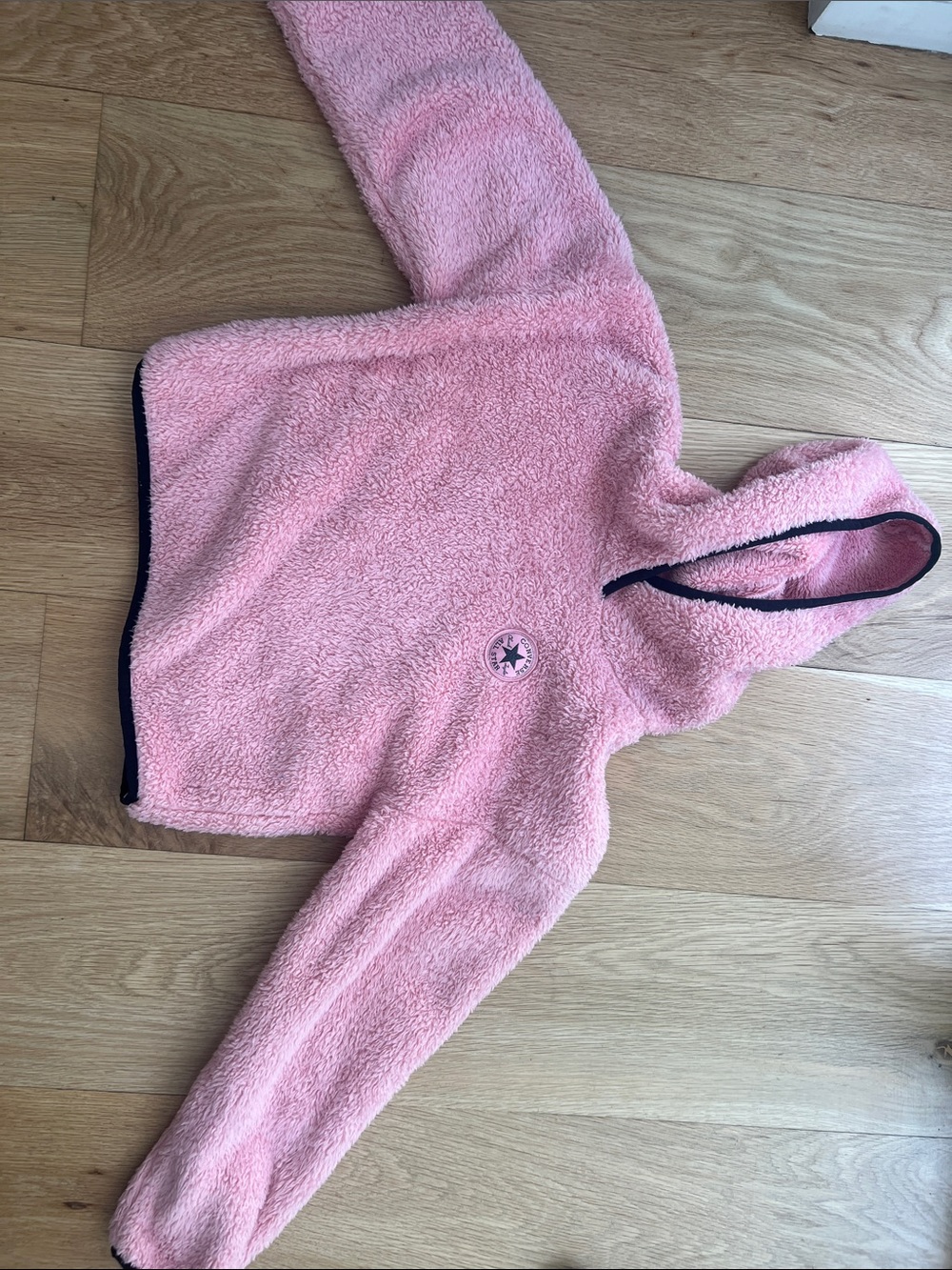 Converse Pink Sherpa Hoodie with Black Trim Accent